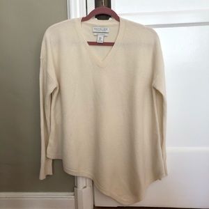 Rachel Zoe asymmetrical cream cashmere sweater